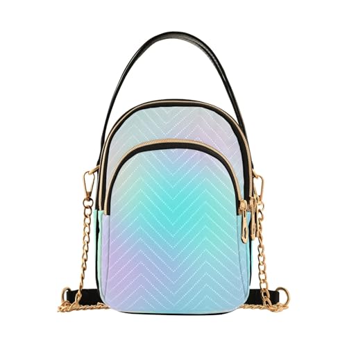 RPLIFE Pastel Rainbow Gradient Damen Crossbody Taschen Gesteppte Geldbörse mit Kette Handy Geldbörse Handtasche von RPLIFE