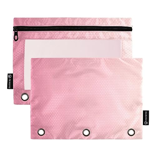 RPLIFE Pink Gradient Three Hole Punch Zipper Pouch Zipper Pencil Pouches Clear Window, Soft Pencil Pouch with Holes, Pencil Pouch Girls, 3 Ring Pencil Pouch for Binder (One Size x 2) von RPLIFE