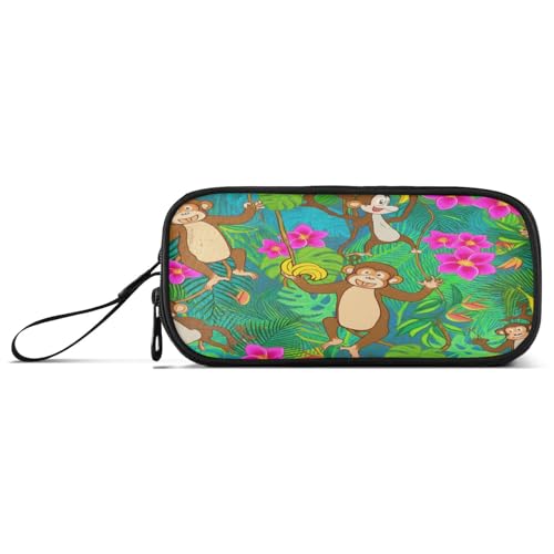 RPLIFE Playful Monkeys Jungle Green Pastell Federmäppchen, Federmäppchen mit Griff, Federmäppchen Kinder von RPLIFE