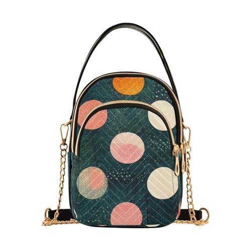 RPLIFE Polka Dot Retro Damen Crossbody Taschen Gesteppte Geldbörse mit Kette Handy Geldbörse Handtasche von RPLIFE