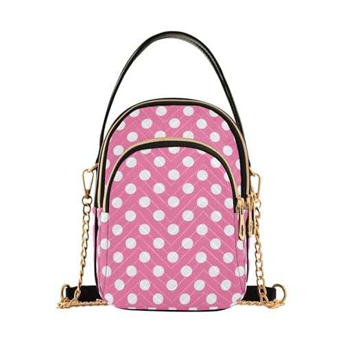 RPLIFE Polka Dots Rosa Damen Crossbody Taschen Gesteppte Geldbörse mit Kette Handy Geldbörse Handtasche von RPLIFE