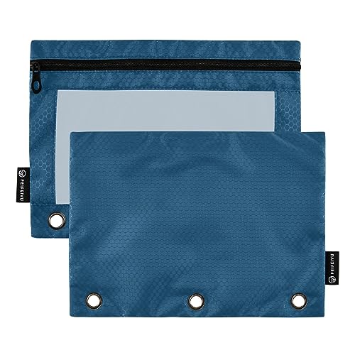 RPLIFE Preußisch Blau Drei Ringe Bleistift Tasche Clear Front Große Tasche Binder Taschen für 3 Ring Binders Bleistift Beutel für Schule Drei Ring Bleistift Pouch Mädchen (One Size x 2) von RPLIFE