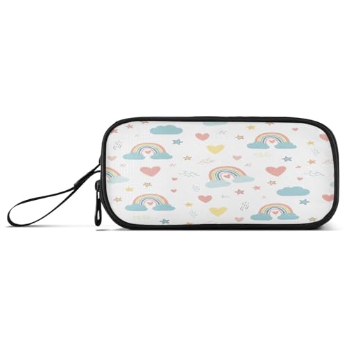 RPLIFE Rainbows White Pencil Case Bag Pencil Pouch with Compartments Pencil Travel Case von RPLIFE