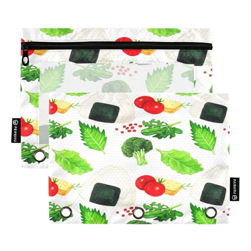 RPLIFE Reisbällchen-/Gemüse-Federmäppchen mit Reißverschluss, großes Federmäppchen mit transparentem Fenster, 2er-Pack, Federmäppchen für Teenager, Jungen, Kinder, Schulbedarf, 24,9 x 17,8 cm von RPLIFE