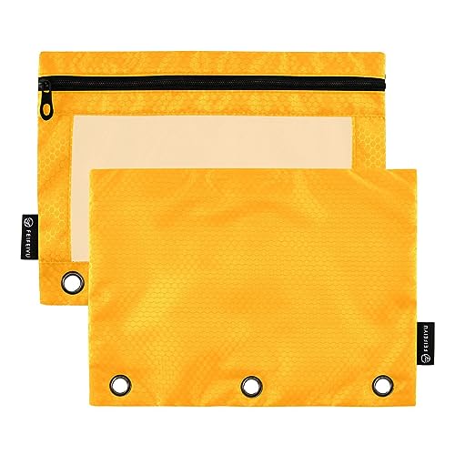 RPLIFE Ringelblumen-Reißverschluss-Bleistiftbeutel, 3 Ringbinder, transparente Tasche, Stoff-Bleistiftbeutel, Binder-Reißverschluss-Tasche für Mädchen, Federmäppchen für Klassenzimmer (Einheitsgröße x von RPLIFE