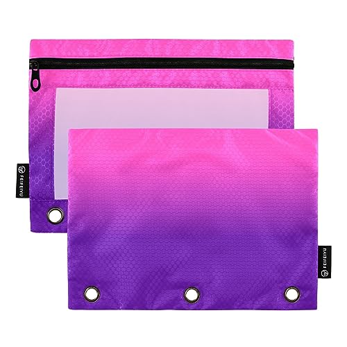 RPLIFE Rosa Lila Farbverlauf Binder Bleistift Pouch Pencil Pouch Clear Front, Binder Pouch Durable Zipper Pencil Pouches Classroom, Pencil Pouch Boys (One Size x 2) von RPLIFE