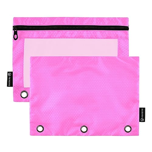 RPLIFE Rose Pink Pencils Pouch See through Pencil Bag, Clear Pencil Bag with Grommets, Pencil Pouches for Classroom, Pencil Pouch for Binder for Girls (One Size x 2) von RPLIFE