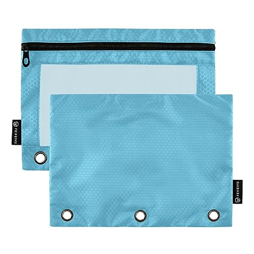 RPLIFE Saxe Blue Three Hole Binder Pouch Zipper Pouch with Clear Window, Large Soft Pencil Pouch, Pencil Pouches for Boys Zipper Pouch for 3 Ring Binder (One Size x 2) von RPLIFE