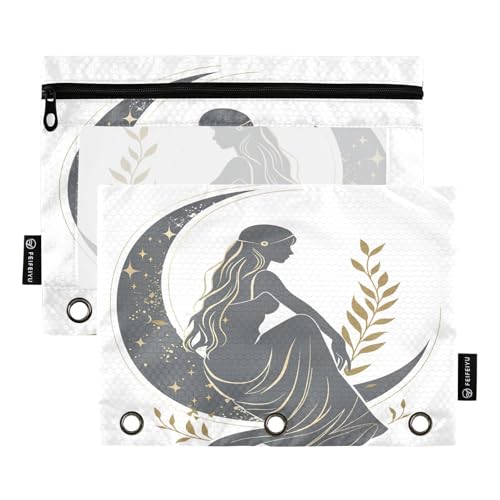 RPLIFE Schöne Frau sitzt auf dem Mond, große Tasche mit Reißverschluss für Kinder, Schule, transparentes Federmäppchen mit Reißverschluss für Jungen und Mädchen, 24,9 x 17,8 cm, 2 Stück RPLIFE Schöne Frau sitzt auf dem Mond, große Tasche mit Reißverschluss für Kinder, Schule, transparentes Federmäppchen mit Reißverschluss für Jungen und Mädchen, 24,9 x 17,8 cm, 2 Stück von RPLIFE