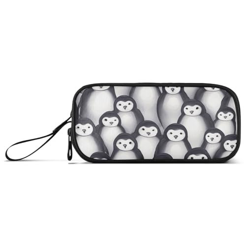 RPLIFE Schwarz und Weiß Pinguine Basic Bleistift Tasche, Reißverschluss Bleistift Tasche, Big Pencil Bag von RPLIFE