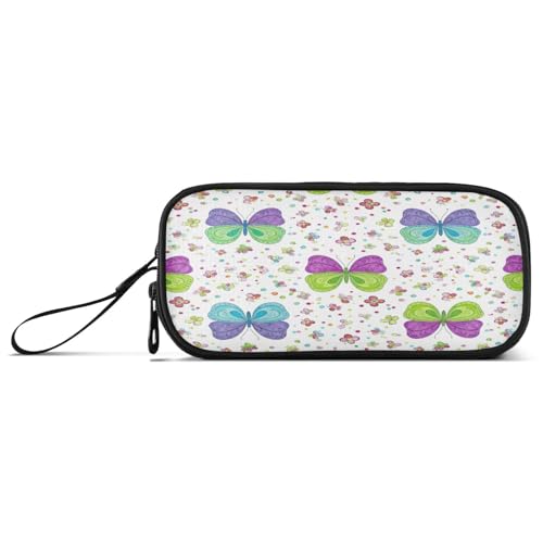 RPLIFE Skurrile Schmetterlinge lila Stifte-, Bleistift- und Markermäppchen, Federmäppchen aus Segeltuch, Mädchen-Federmäppchen von RPLIFE