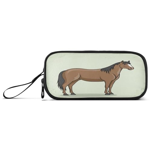RPLIFE Stiftebox mit braunem Pferd, Federmäppchen mit Griff, Federmäppchen Mädchen von RPLIFE