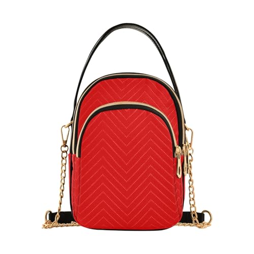 RPLIFE Strong Red Quilted Shoulder Bag with Chain Ladies Handbag von RPLIFE