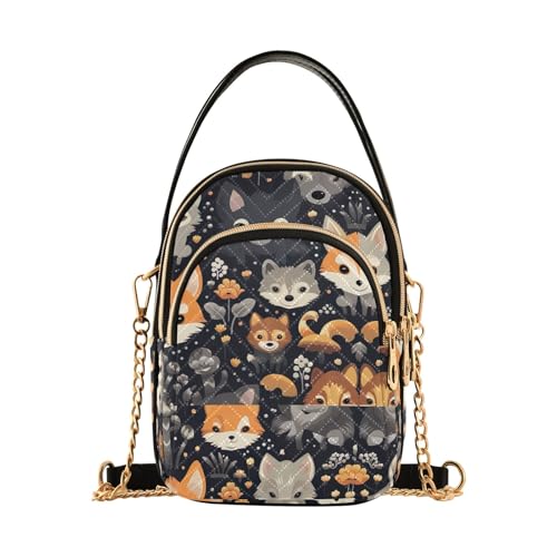 RPLIFE Süße Fuchs gesteppte Geldbörse mit Kette Reisehandtaschen für Damen von RPLIFE