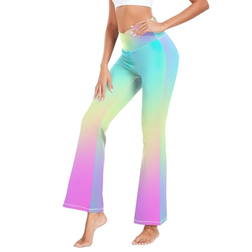 RPLIFE Sunset Gradient Legging Flare Hose, V Flare Leggings, Damen Workout-Hose, Pastellfarbener Regenbogen-Verlauf, M RPLIFE Sunset Gradient Legging Flare Hose, V Flare Leggings, Damen Workout-Hose, Pastellfarbener Regenbogen-Verlauf, M von RPLIFE