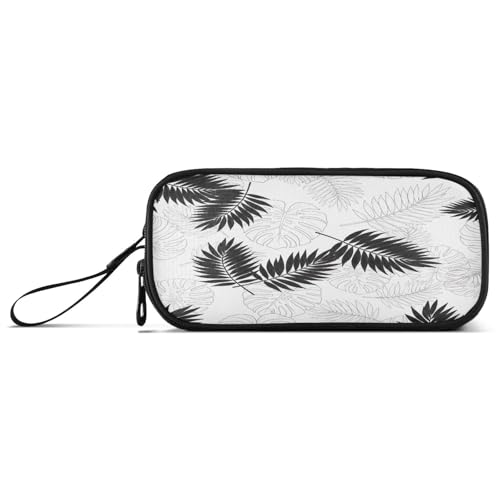 RPLIFE Tropische Palmenblätter schwarz Stiftebeutel Federmäppchen mit Griff Federmäppchen ästhetisch von RPLIFE