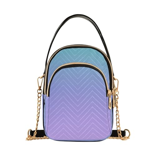 RPLIFE Turqouise Purple Gradient Damen Crossbody Taschen Gesteppte Schultertasche mit Kette von RPLIFE
