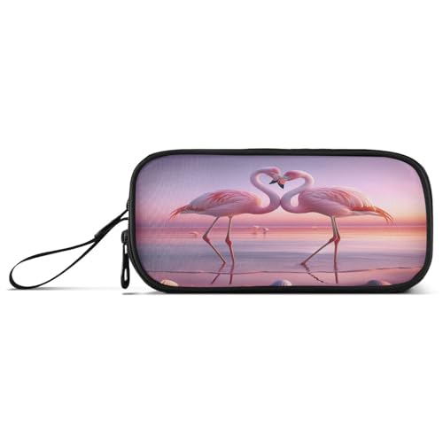 RPLIFE Valentine Flamingos Pink Pen Pencil and Marker Cases, Long Pencil Pouch, Pencil Case for Adults Women von RPLIFE