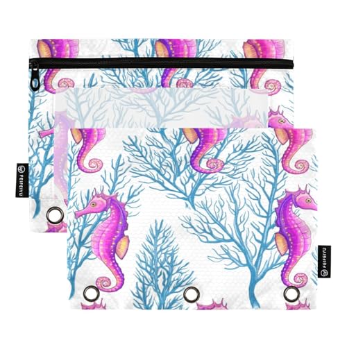 RPLIFE Violette Seepferdchen, blaue Koralle, 2er-Pack, 3-Loch-Ordnertasche für Kinder, Schule, durchsichtiges Federmäppchen für Jungen und Mädchen, 24,9 x 17,8 cm RPLIFE Violette Seepferdchen, blaue Koralle, 2er-Pack, 3-Loch-Ordnertasche für Kinder, Schule, durchsichtiges Federmäppchen für Jungen und Mädchen, 24,9 x 17,8 cm von RPLIFE