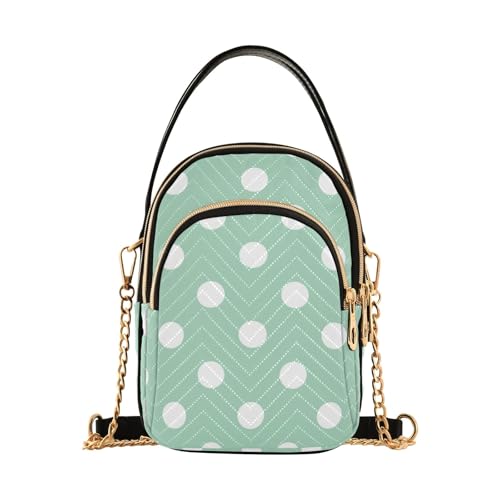 RPLIFE Weiße gepunktete grüne gesteppte Umhängetasche mit Kette kleine Handtaschen für Damen von RPLIFE
