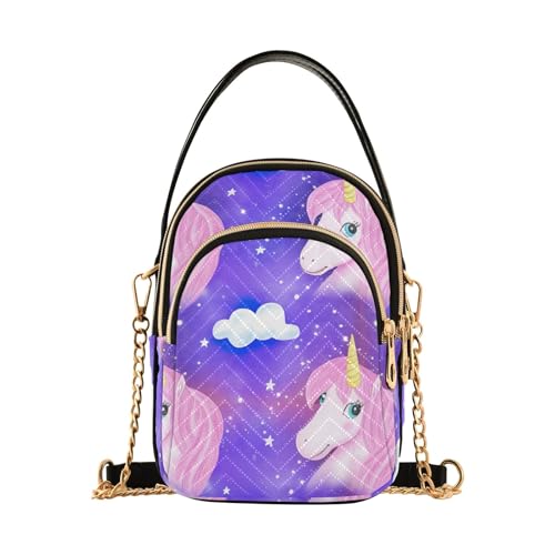 RPLIFE Whimsical Unicorn Pink Purple Crossbody Wallet Bags for Women Small Handbag for Women von RPLIFE