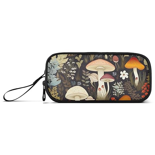 RPLIFE Wild Mushrooms with Cute Branches and Wild Flowers Basic Pencil Pouch, Pencil Pouch with Henkel, Classic Pocket Pencil Case von RPLIFE