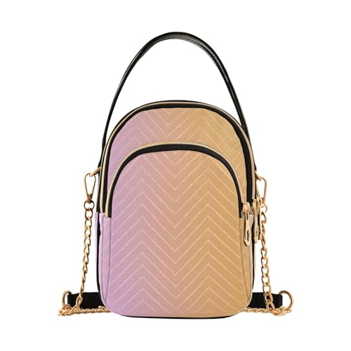 Retro Pink Orange Gradient Damen Crossbody Taschen Gesteppte Geldbörse mit Kette Handy Geldbörse Handtasche Retro Pink Orange Gradient Damen Crossbody Taschen Gesteppte Geldbörse mit Kette Handy Geldbörse Handtasche von RPLIFE