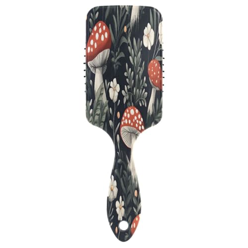 Rote Pilze Weiße Blumen 3D Kamm, Entwirrungskamm, Gesunde Haarbürste Frauen, Kissenbürste Haar von RPLIFE