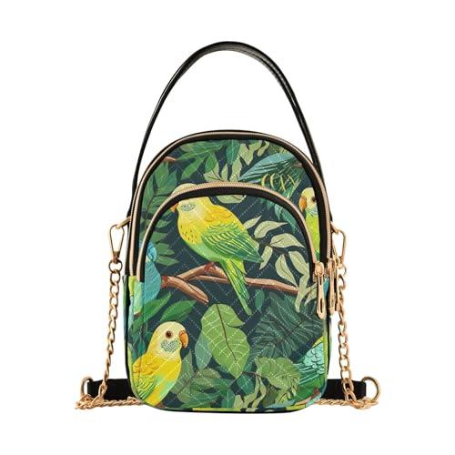 Umhängetasche mit Papageienblättern, Grün / Gelb von RPLIFE