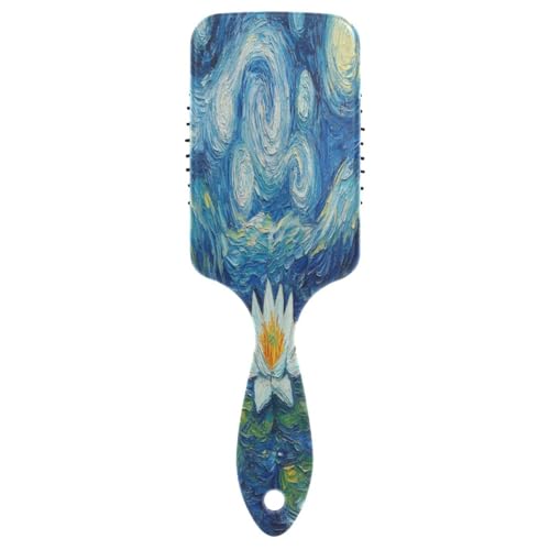 Water Lily Starry Night Brush Massagegerät, Entwirrungsbürste Kamm, gesunde Haarbürste, Reisehaarbürsten Frauen von RPLIFE