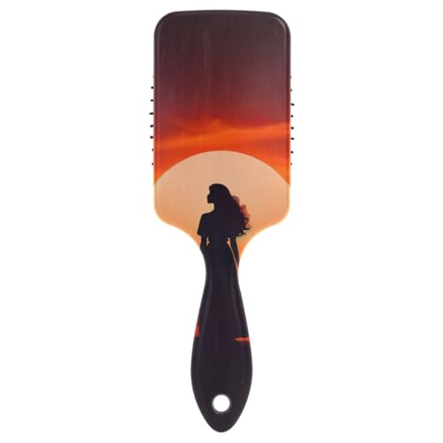 a Woman's Silhouette in Sunset Cushion Hair Brush, Detangling Brush, Combs Men von RPLIFE