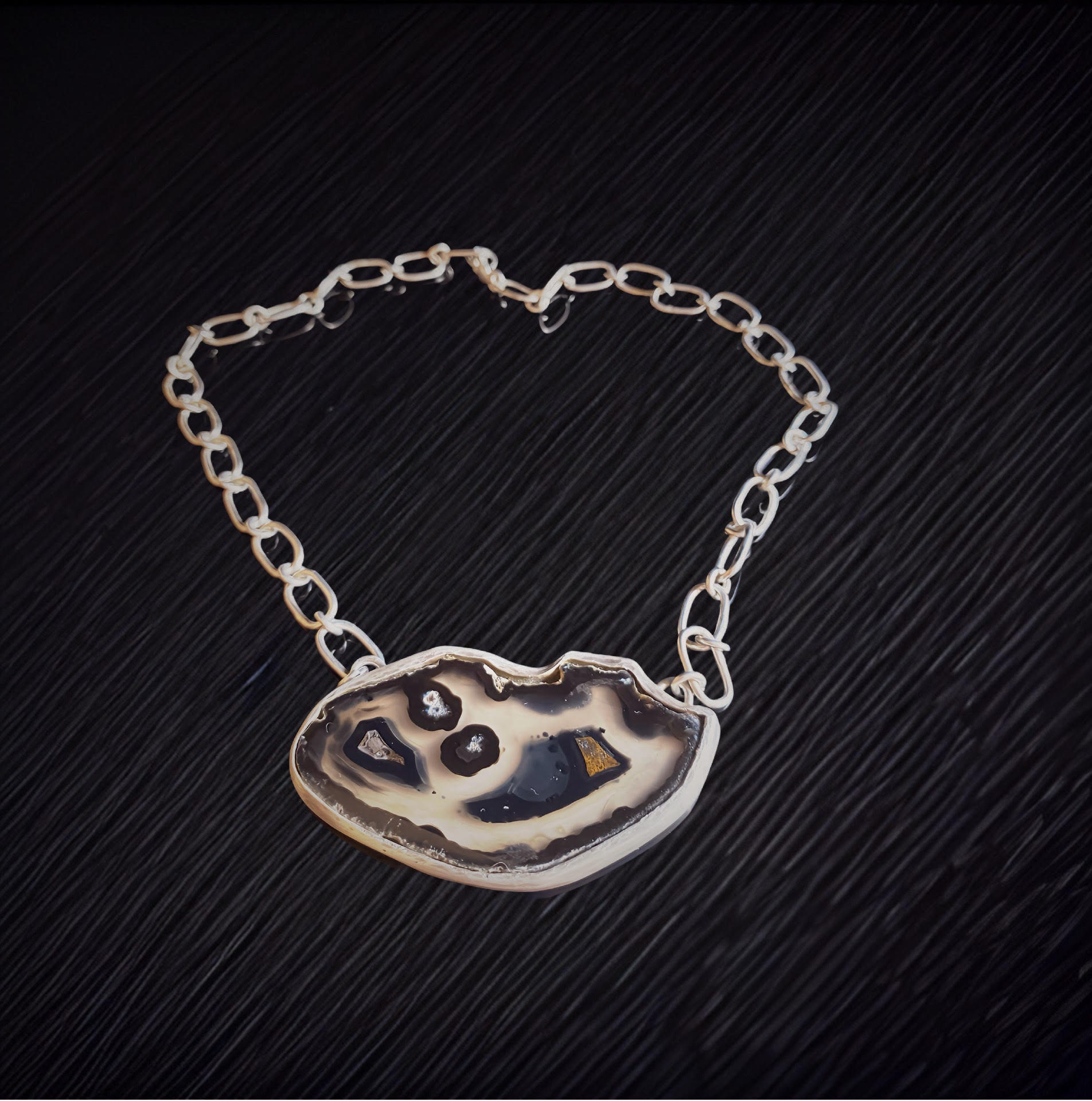 Handgefertigte Paperclip-Kette Mit Achatscheibe von RPSchmuckDesign