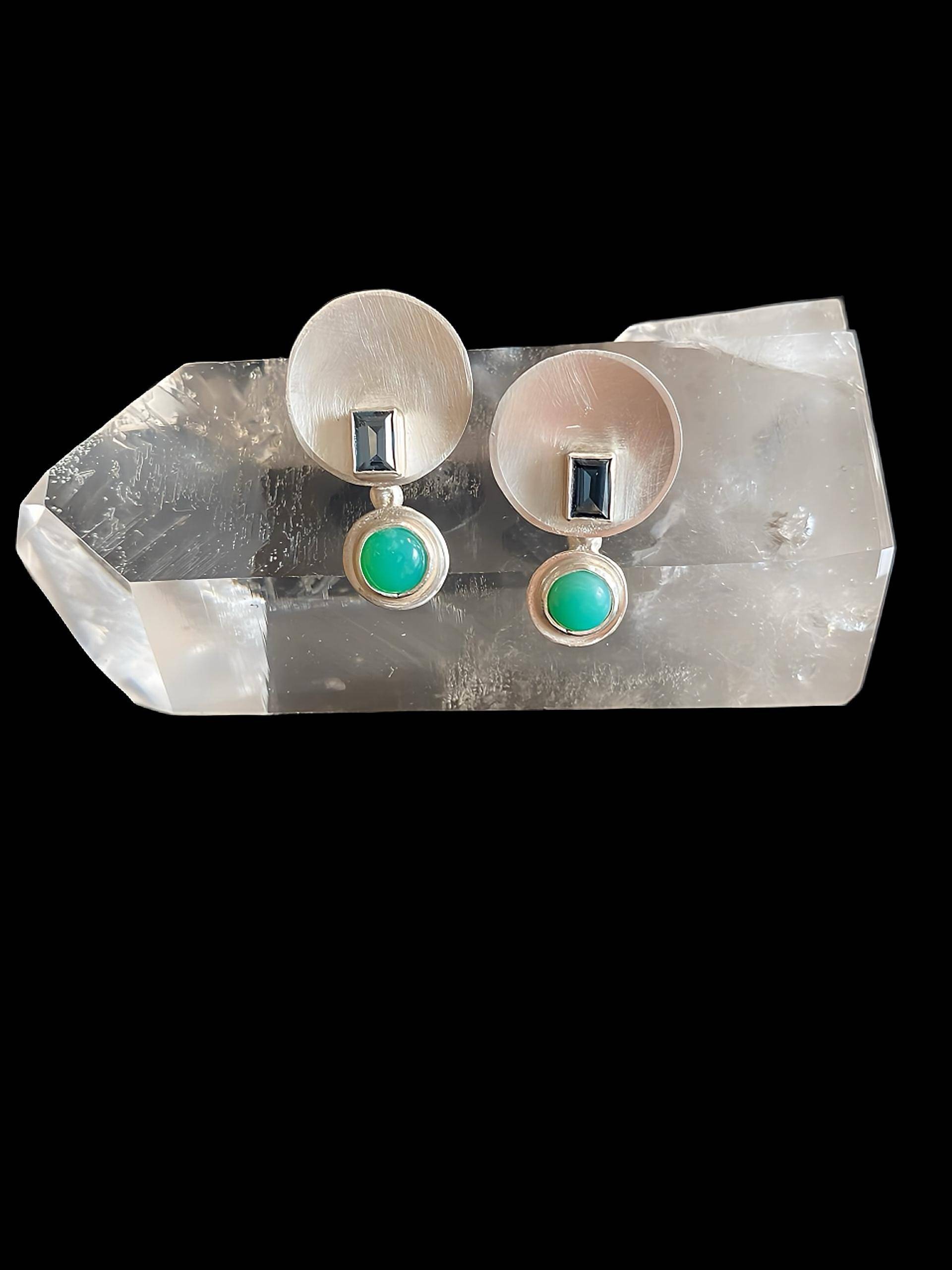 Silberne Ohrstecker "Blau-Grün" von RPSchmuckDesign