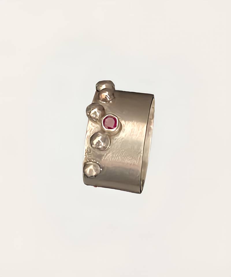 Silberring "Granulierung Und Pink Saphir" Gr. 54 von RPSchmuckDesign