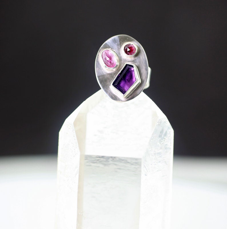 Silberring Mit Amethyst Und Zwei Turmalinen von RPSchmuckDesign