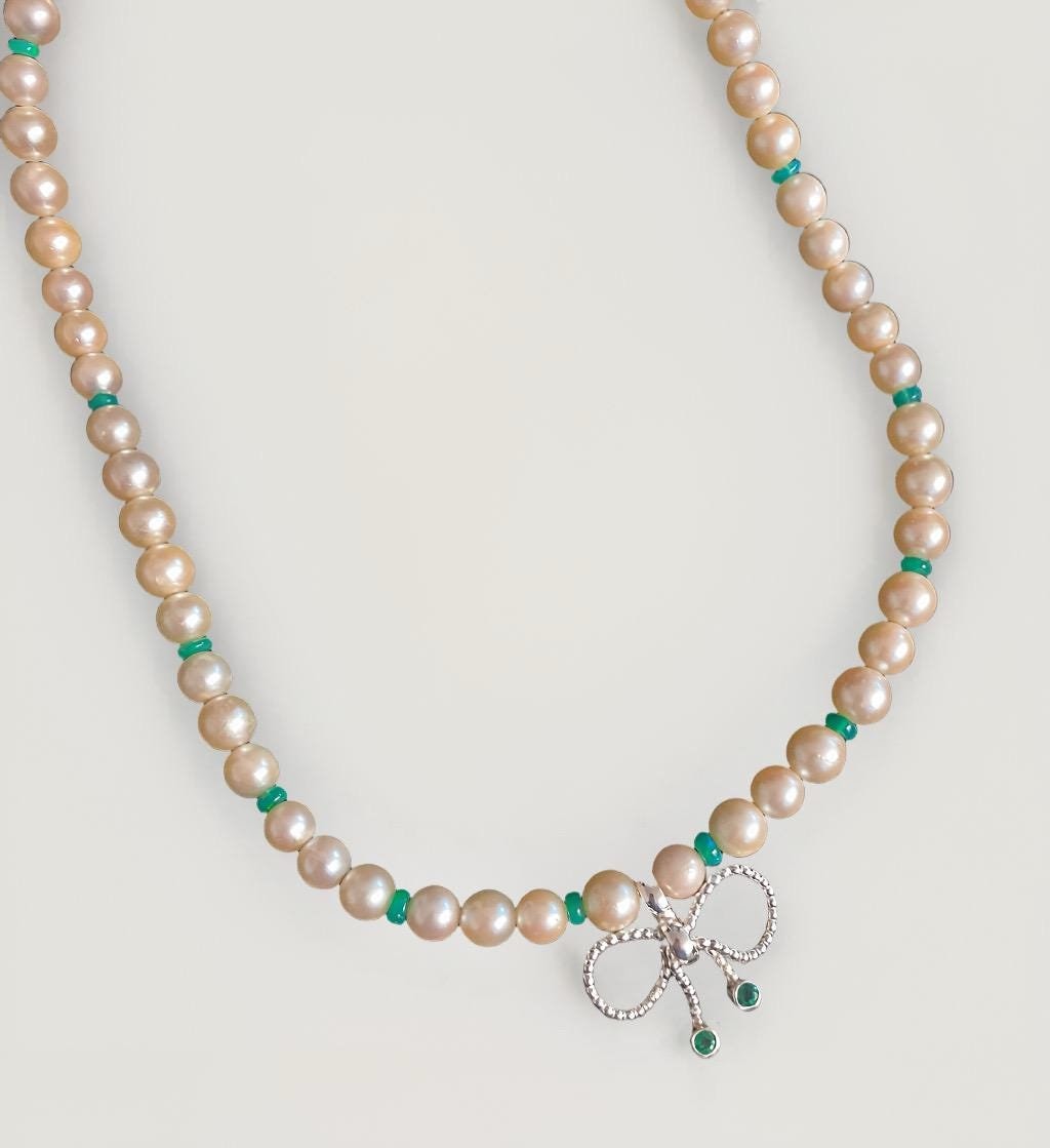 Zauberhafte Perlenkette Opal Und Smaragd von RPSchmuckDesign