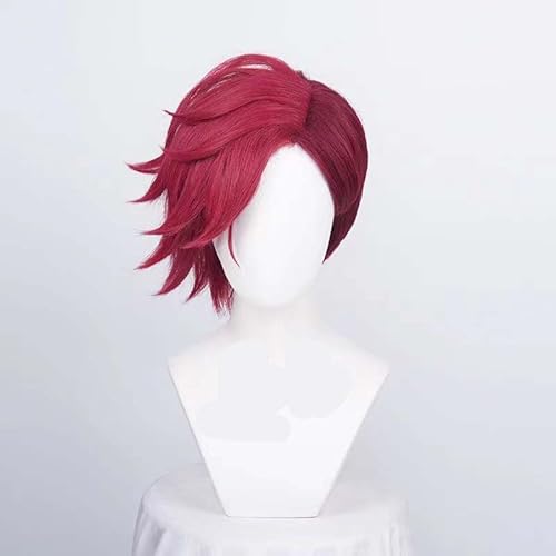Die comic-reality-show mit dem toupet, Vi Anime Cosplay Perücke Rose Rot Kurzes Haar Einstellbar Mit Gratis Perückenkappe von RPXHZLKTM