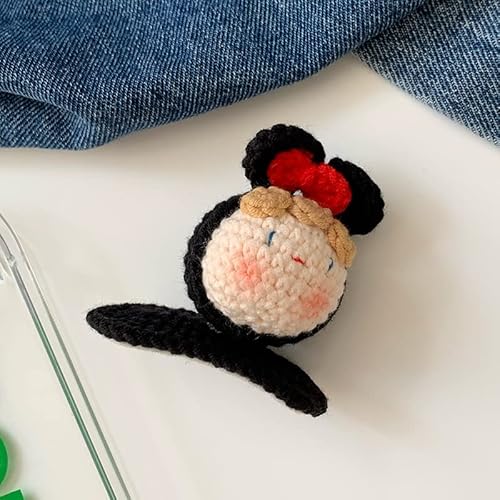 Niedliche handgestrickte Haarnadel aus Wolle, weibliche Cartoon-Puppe, seitlicher Clip, gehäkelter lustiger Haarnadel-Kopfschmuck (Farbe: Schwarz) von RQJOPE