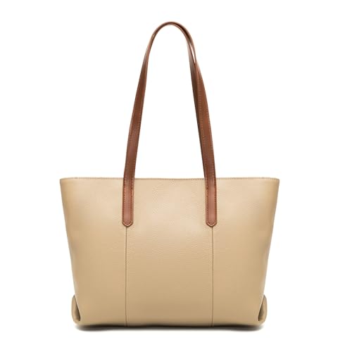 RQJZ Echtes leder damen-schultertaschen damen schultertasche damen handtasche damen mittelgroß damen taschen handbags for women damentaschen 36x25cm Beige von RQJZ