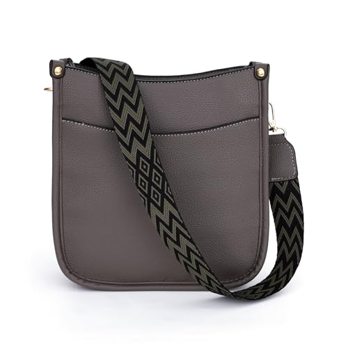 RQJZ kleine handtasche damen umhängetasche damen mittelgroß crossbody bag damen klein PU leder damenhandtasche tasche damen mit breitem gurt grau von RQJZ