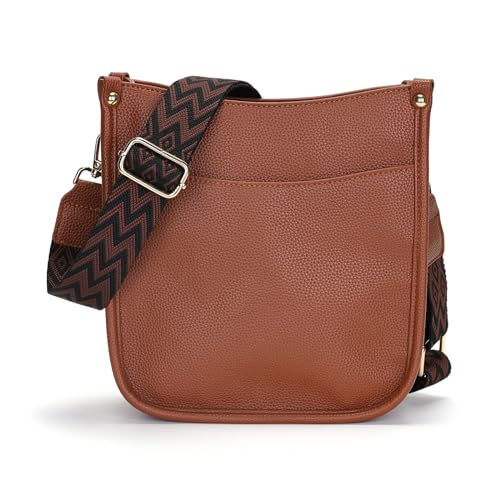 RQJZ kleine handtasche damen umhängetasche damen mittelgroß crossbody bag damen klein PU leder damenhandtasche tasche damen mit breitem gurt Braun von RQJZ