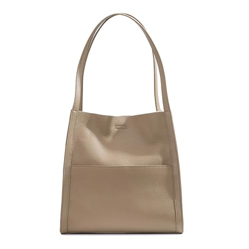 RQJZ shopper tasche damen handtasche damen mittelgroß Echtes leder damen-shopper schultertasche damen mit reißverschluss mit innentaschen grau von RQJZ