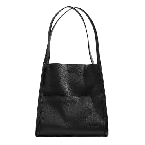 RQJZ shopper tasche damen handtasche damen mittelgroß Echtes leder damen-shopper schultertasche damen mit reißverschluss mit innentaschen schwarz von RQJZ