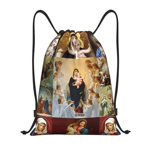 RQLNBOBZ Tasche mit Kordelzug Jungfrau Maria Unsere Liebe Frau von Guadalupe Rucksack Sport Fitnessstudio wasserabweisend christliche Einkaufstasche zum Wandern von RQLNBOBZ