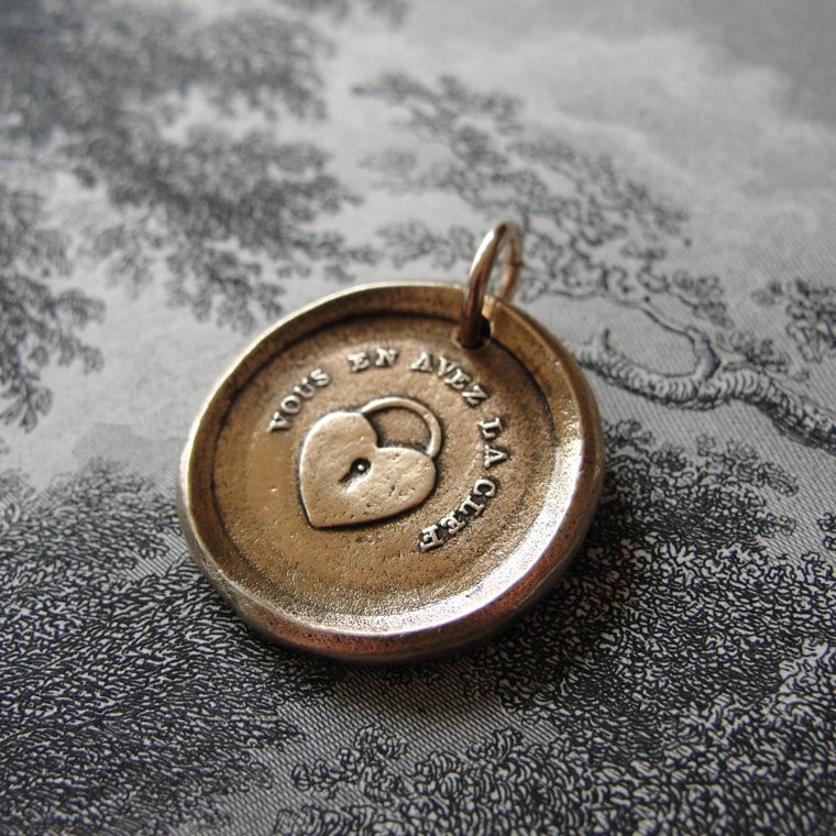 Herz-Wachs-Siegel-Anhänger in Bronze - You Have The Key Antiker Wachs-Siegel-Schmuck Herz-Wachs-Siegel-Anhänger in Bronze - You Have The Key Antiker Wachs-Siegel-Schmuck von RQPStudio