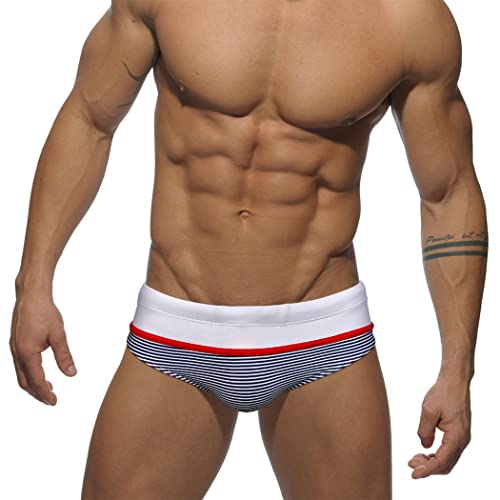 RQPYQF Badehose Herren Eng Kurz Badeslip Badeshorts mit Tunnelzug Klassisch Badeslip Sommer Kurze Badehose Slip Bikini Bottom YK34 (Weiß, XXL) von RQPYQF