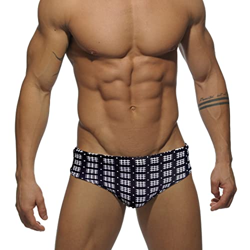 RQPYQF Badehose Herren Eng Kurz Badeslip Badeshorts mit Tunnelzug Klassisch Badeslip Sommer Kurze Badehose Slip Bikini Bottom YK52 (Schwarz, XXL) von RQPYQF