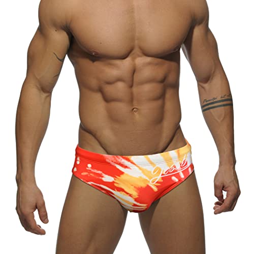 RQPYQF Badehose Herren Eng Kurz Badeslip Badeshorts mit Tunnelzug Klassisch Badeslip Sommer Kurze Badehose Slip Bikini Bottom YK56 (Rot, M) von RQPYQF