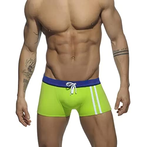 RQPYQF Badehose Herren Kurz Badeslip Eng Klassisch Badeshorts mit Tunnelzug Badehose Badeslip Sommer Kurze Badehose Slip Bikini Bottom YK15 (Grün, M) von RQPYQF