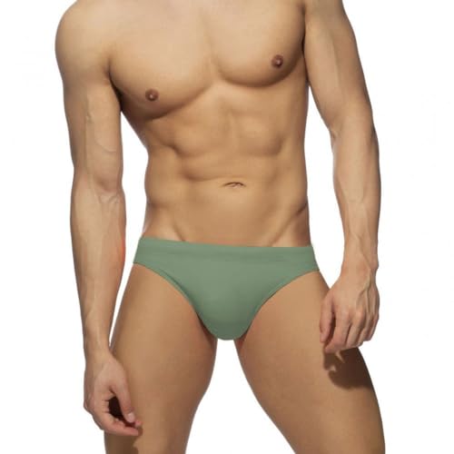 RQPYQF Badeslip Herren, Badehose Herren Kurz Eng Badehose Slip Sommer Badehose Kurz mit Tunnelzug Größe M-2XL YK2401 (Armeegrün, XL) von RQPYQF